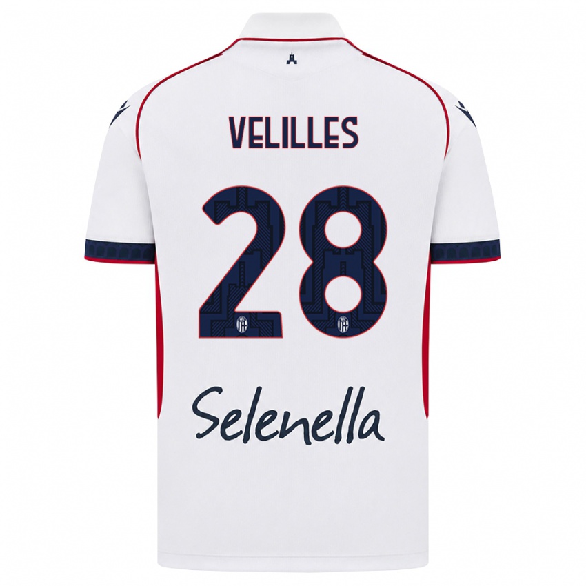 גברים Aarón Velilles #28 לבן אדום כחול מלכותי הרחק ג'רזי 2026/27 חולצה קצרה
