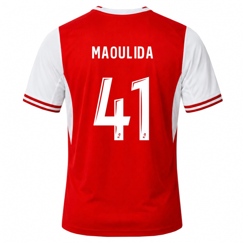 נשים Assimina Maoulida #41 אדום לבן ג'רזי ביתית 2026/27 חולצה קצרה