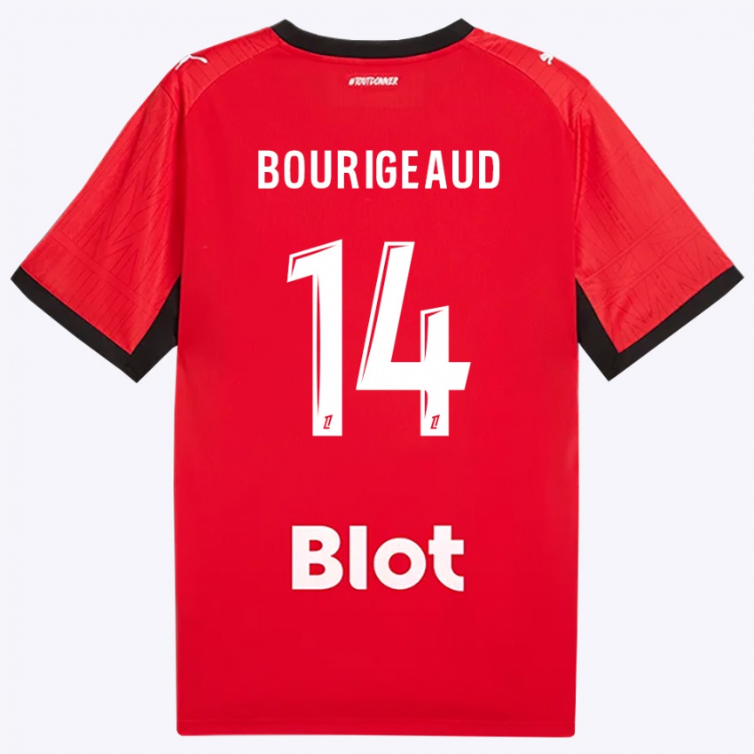 נשים Benjamin Bourigeaud #14 אדום שחור לבן ג'רזי ביתית 2026/27 חולצה קצרה