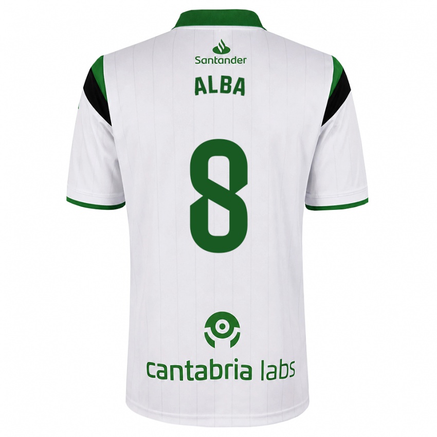 נשים Alba Luzuriaga Albelda #8 לבן ירוק שחור ג'רזי ביתית 2026/27 חולצה קצרה