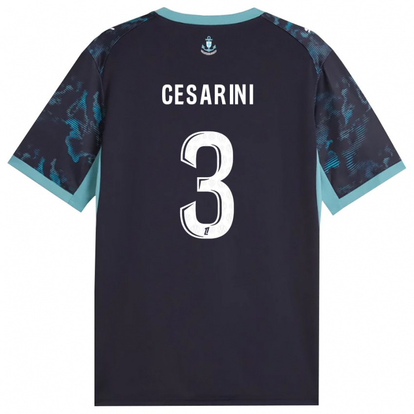 נשים Gaëtan Cesarini #3 טורקיז בהיר שחור הרחק ג'רזי 2026/27 חולצה קצרה
