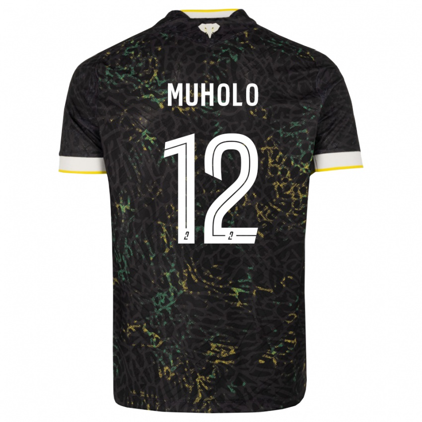 נשים Ernest Muholo #12 שחור לבן צהוב הרחק ג'רזי 2026/27 חולצה קצרה
