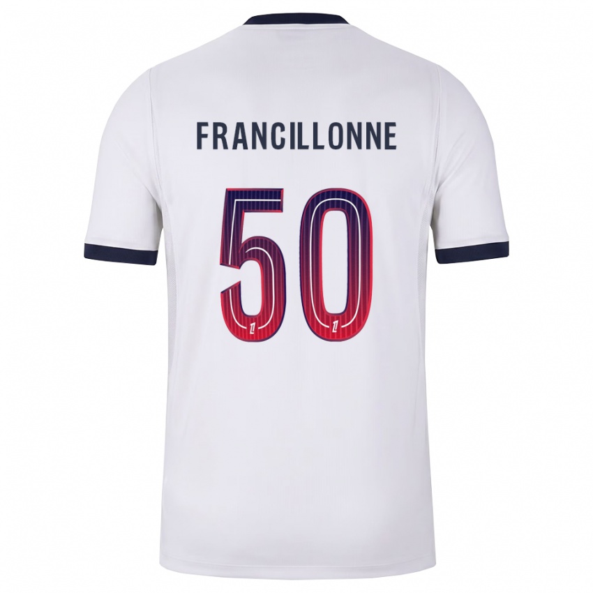 נשים Bryan Francillonne #50 לבן שחור אדום הרחק ג'רזי 2026/27 חולצה קצרה