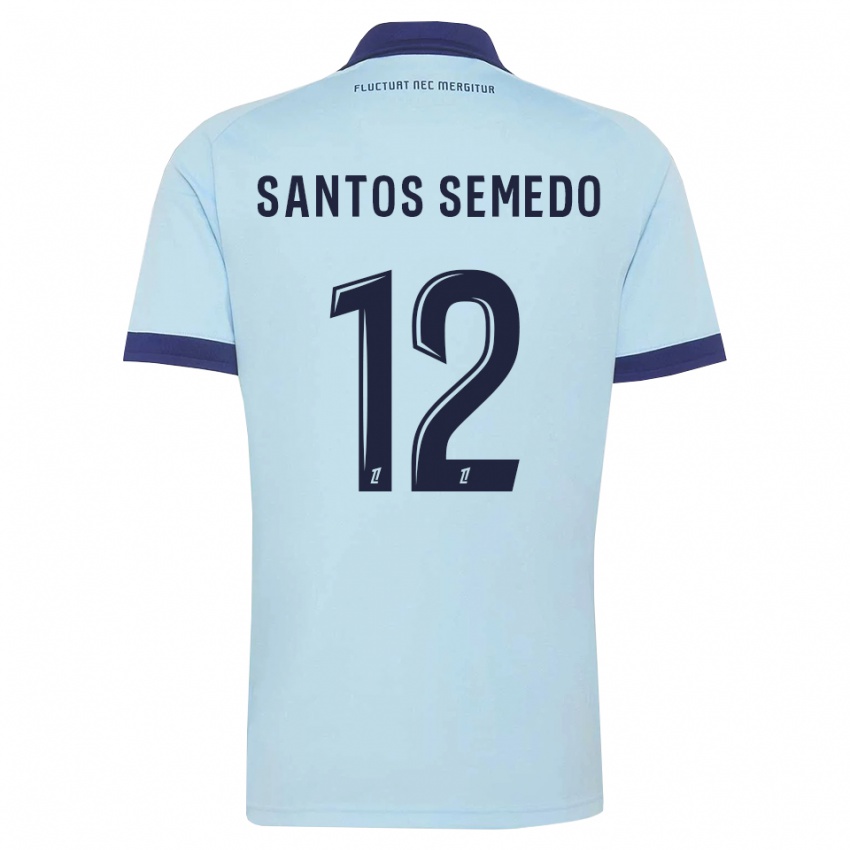 נשים Ilyes Dos Santos Semedo #12 כחול תירס שחור הרחק ג'רזי 2026/27 חולצה קצרה
