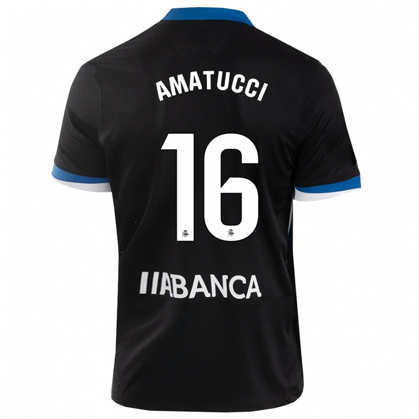 נשים Lorenzo Amatucci #16 שחור כחול לבן הרחק ג'רזי 2026/27 חולצה קצרה