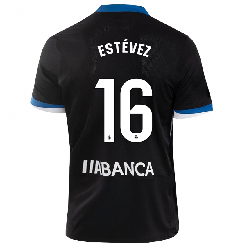 נשים Dani Estévez #16 שחור כחול לבן הרחק ג'רזי 2026/27 חולצה קצרה
