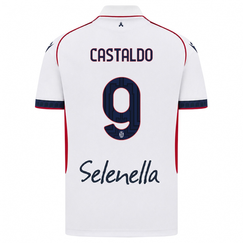 נשים Francesco Castaldo #9 לבן אדום כחול מלכותי הרחק ג'רזי 2026/27 חולצה קצרה