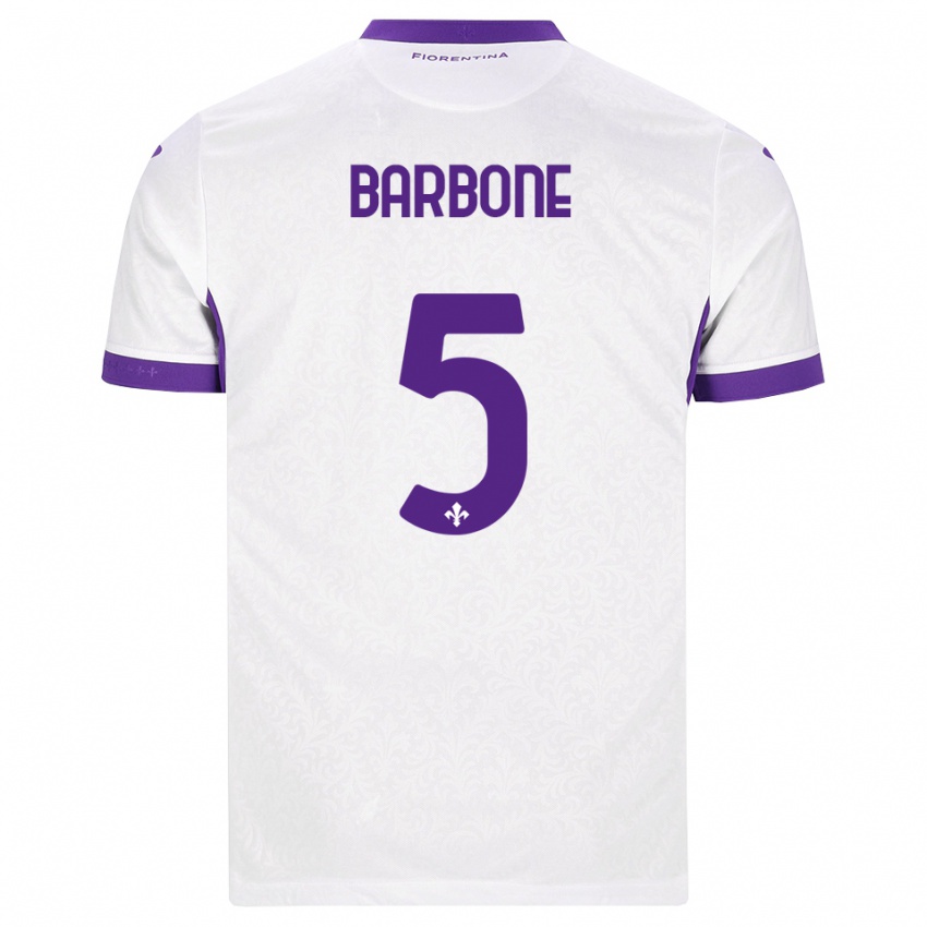 נשים Mattia Barbone #5 לבן סגול הרחק ג'רזי 2026/27 חולצה קצרה