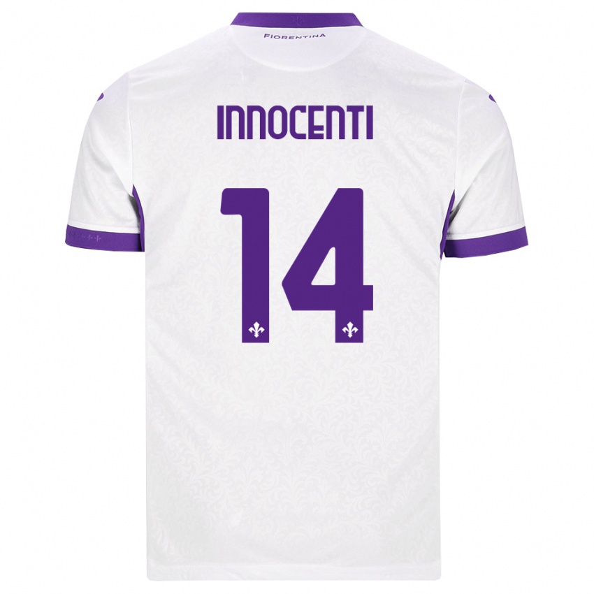 נשים Daniele Innocenti #14 לבן סגול הרחק ג'רזי 2026/27 חולצה קצרה