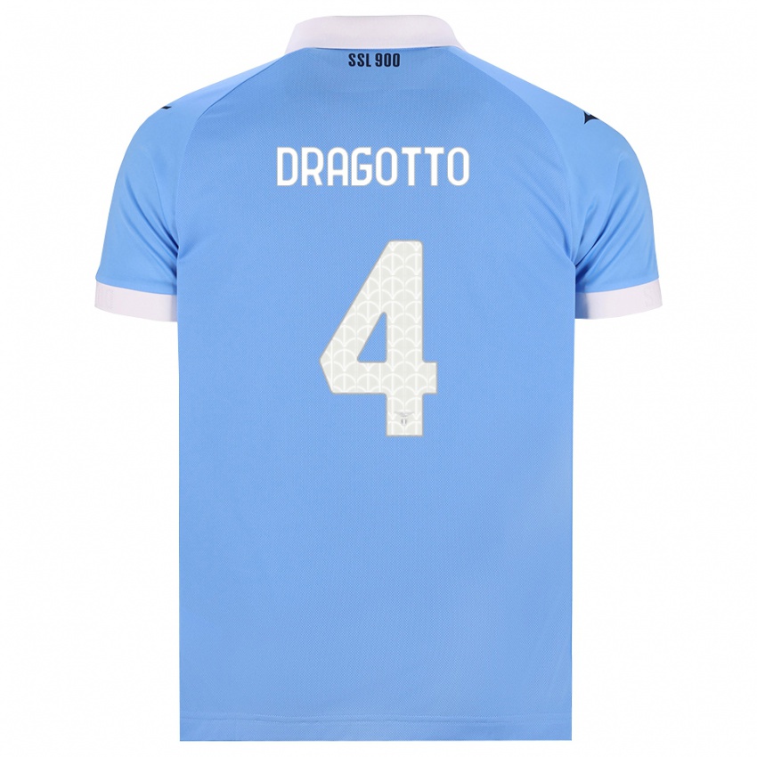 ילדים Tommaso Dragotto #4 כחול שמיים שחור לבן ג'רזי ביתית 2026/27 חולצה קצרה