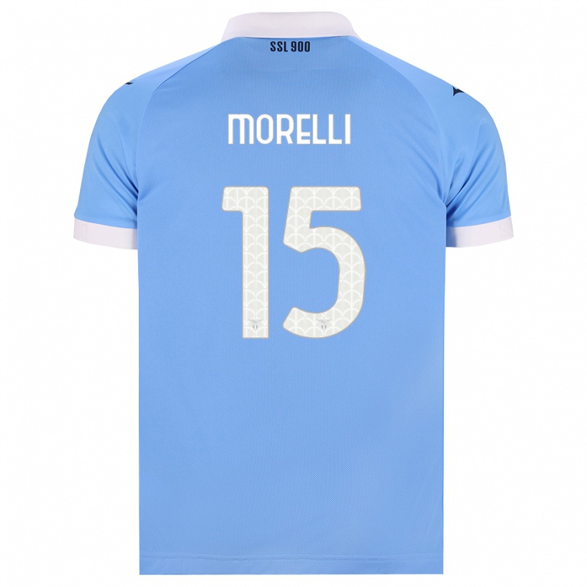 ילדים Matteo Morelli #15 כחול שמיים שחור לבן ג'רזי ביתית 2026/27 חולצה קצרה