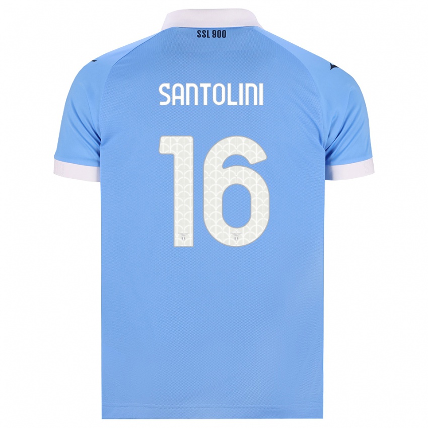 ילדים Emanuele Santolini #16 כחול שמיים שחור לבן ג'רזי ביתית 2026/27 חולצה קצרה