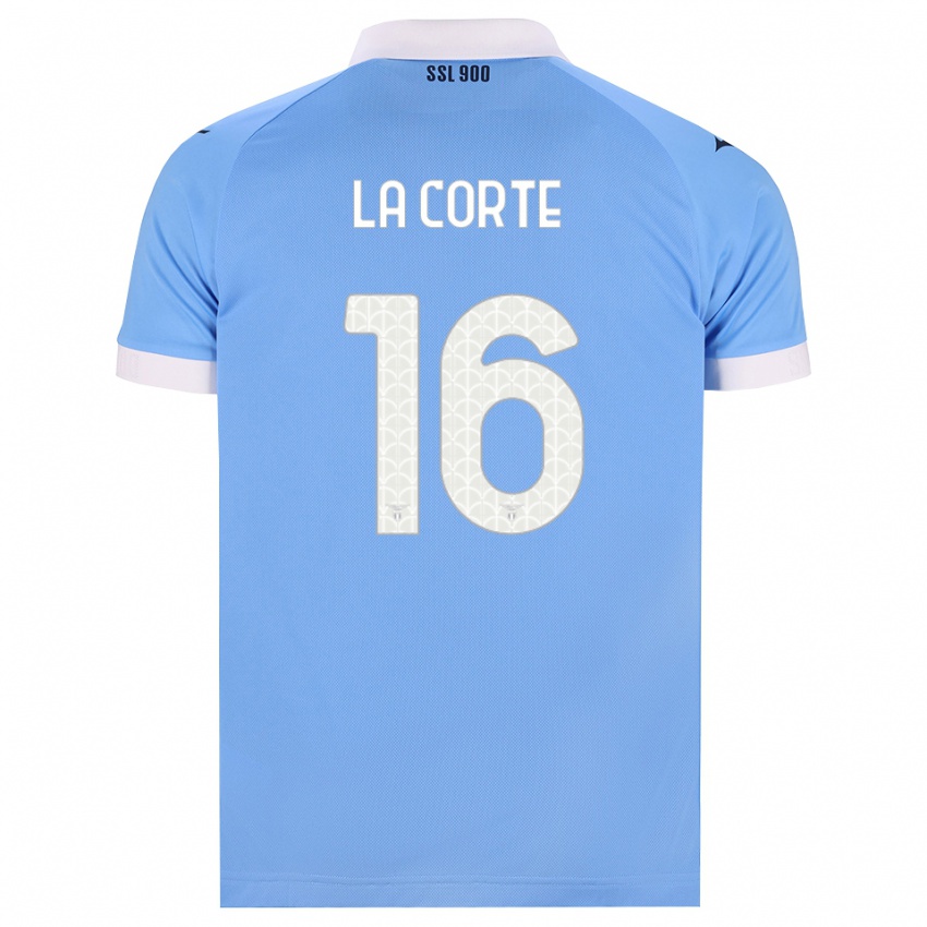 ילדים Pietro La Corte #16 כחול שמיים שחור לבן ג'רזי ביתית 2026/27 חולצה קצרה