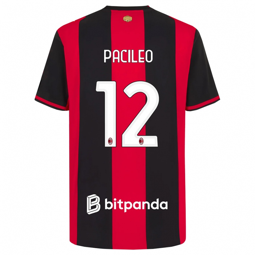 ילדים Alessandro Pacileo #12 אדום שחור לבן ג'רזי ביתית 2026/27 חולצה קצרה