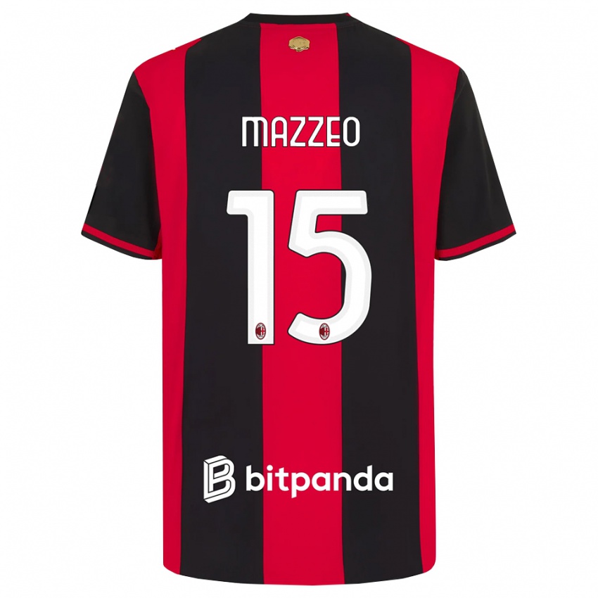 ילדים Kevin Mazzeo #15 אדום שחור לבן ג'רזי ביתית 2026/27 חולצה קצרה