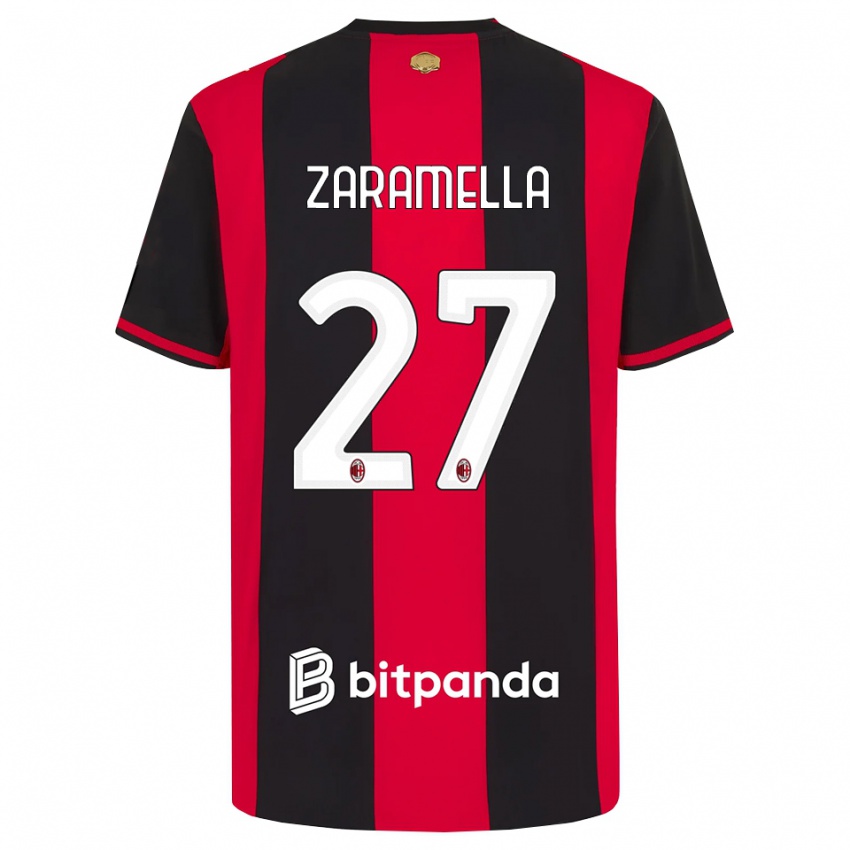 ילדים Mattia Zaramella #27 אדום שחור לבן ג'רזי ביתית 2026/27 חולצה קצרה