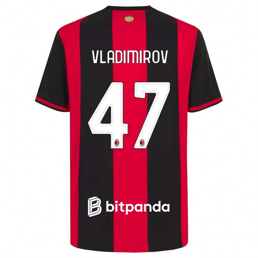 ילדים Valeri Vladimirov #47 אדום שחור לבן ג'רזי ביתית 2026/27 חולצה קצרה