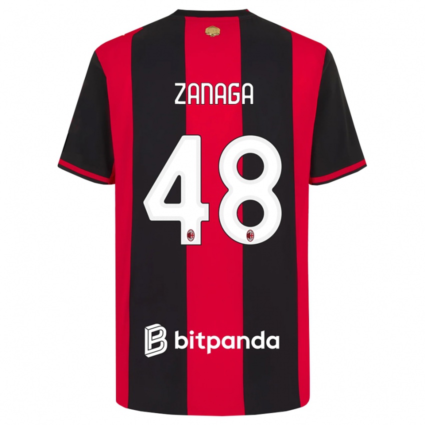 ילדים Edoardo Zanaga #48 אדום שחור לבן ג'רזי ביתית 2026/27 חולצה קצרה