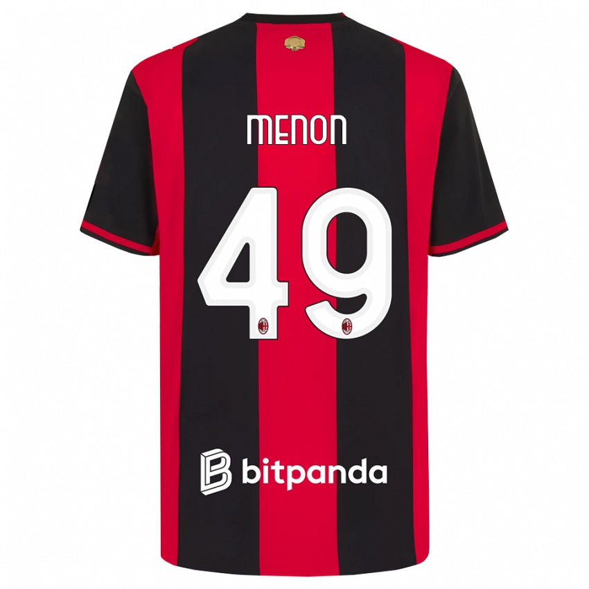 ילדים Luca Menon #49 אדום שחור לבן ג'רזי ביתית 2026/27 חולצה קצרה