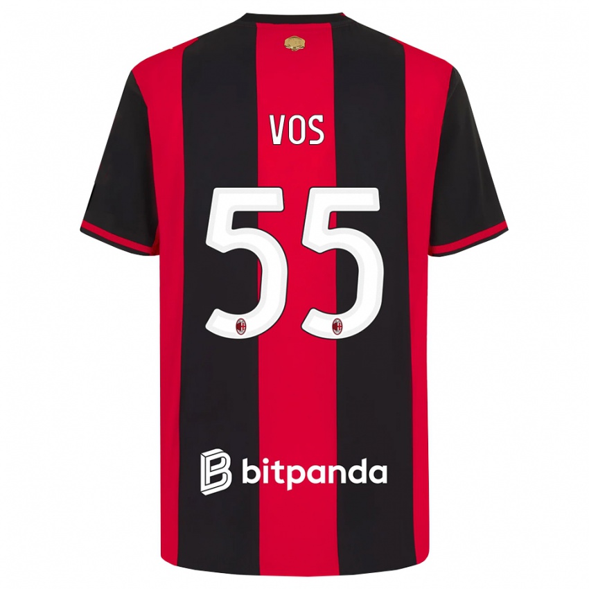 ילדים Silvano Vos #55 אדום שחור לבן ג'רזי ביתית 2026/27 חולצה קצרה