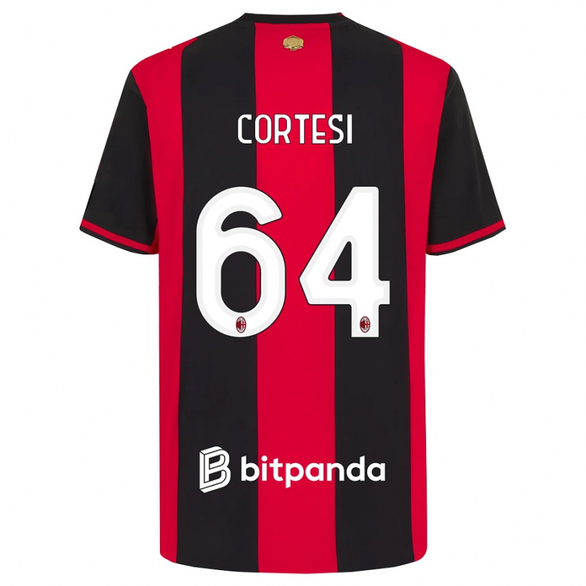 ילדים סלינה קורטסי #64 אדום שחור לבן ג'רזי ביתית 2026/27 חולצה קצרה