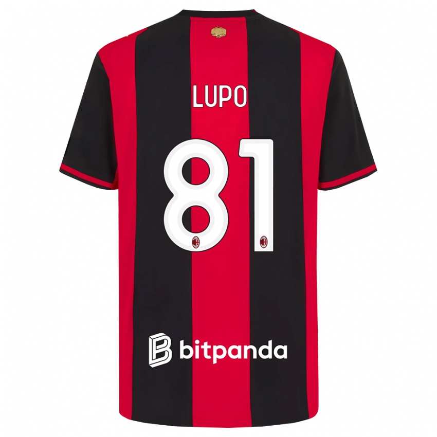 ילדים Simone Lupo #81 אדום שחור לבן ג'רזי ביתית 2026/27 חולצה קצרה