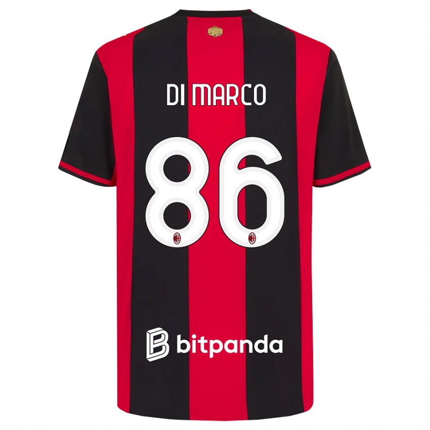 ילדים Luca Di Marco #86 אדום שחור לבן ג'רזי ביתית 2026/27 חולצה קצרה