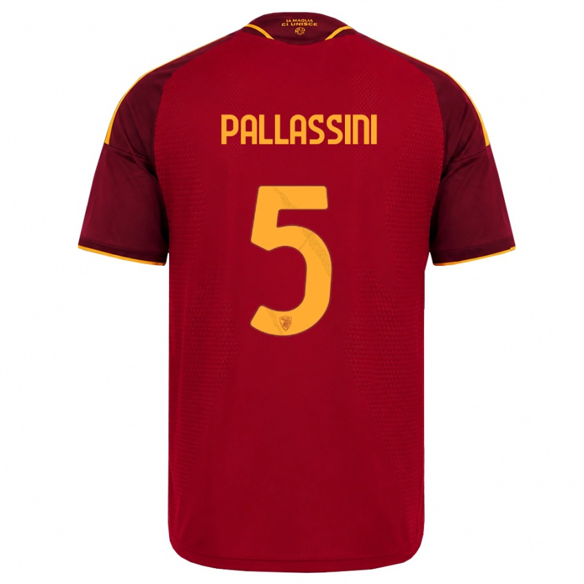 ילדים Luca Pallassini #5 אדום זהוב צהוב ג'רזי ביתית 2026/27 חולצה קצרה