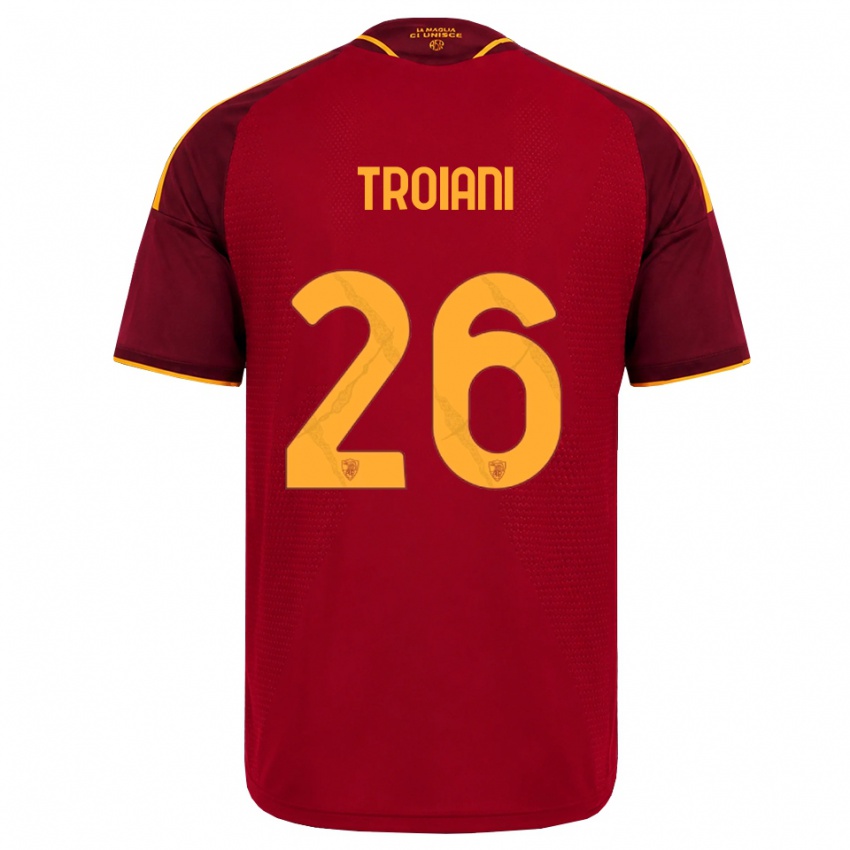 ילדים Nicolò Troiani #26 אדום זהוב צהוב ג'רזי ביתית 2026/27 חולצה קצרה
