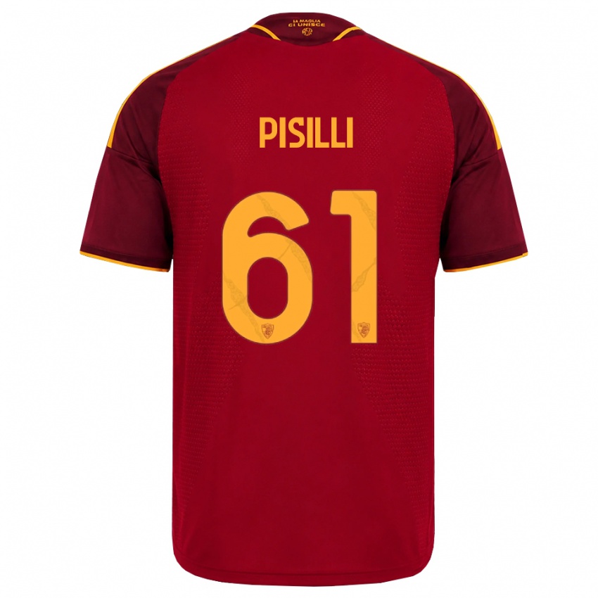 ילדים Niccolo Pisilli #61 אדום זהוב צהוב ג'רזי ביתית 2026/27 חולצה קצרה