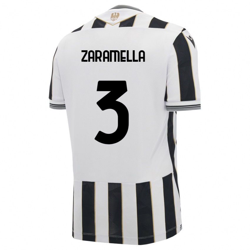 ילדים Pietro Zaramella #3 שחור לבן ורוד ג'רזי ביתית 2026/27 חולצה קצרה
