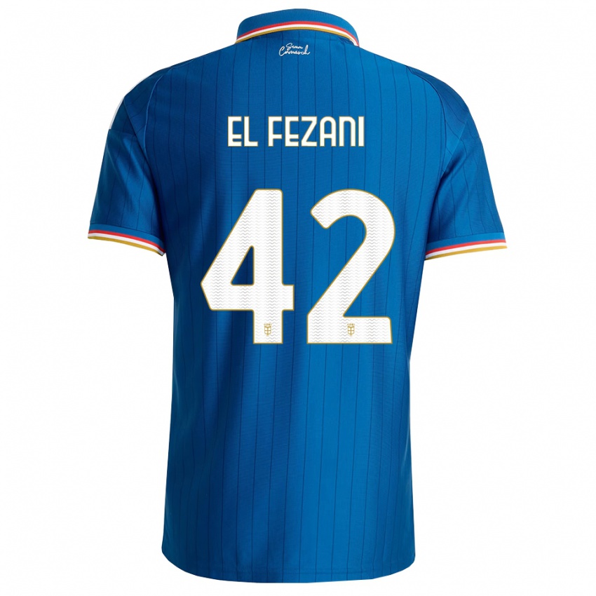ילדים Mohamed El Fezani #42 כחול לבן אדום ג'רזי ביתית 2026/27 חולצה קצרה