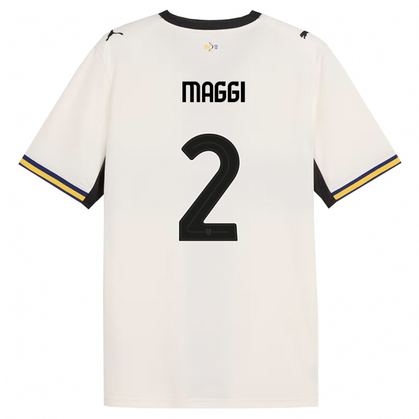 ילדים Jacopo Maggi #2 לבן מבריק שחור צהוב ג'רזי ביתית 2026/27 חולצה קצרה