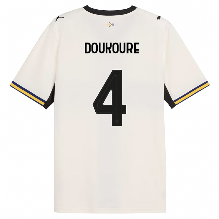 ילדים Vamoussa Doukoure #4 לבן מבריק שחור צהוב ג'רזי ביתית 2026/27 חולצה קצרה