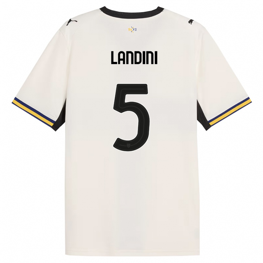 ילדים Simone Landini #5 לבן מבריק שחור צהוב ג'רזי ביתית 2026/27 חולצה קצרה