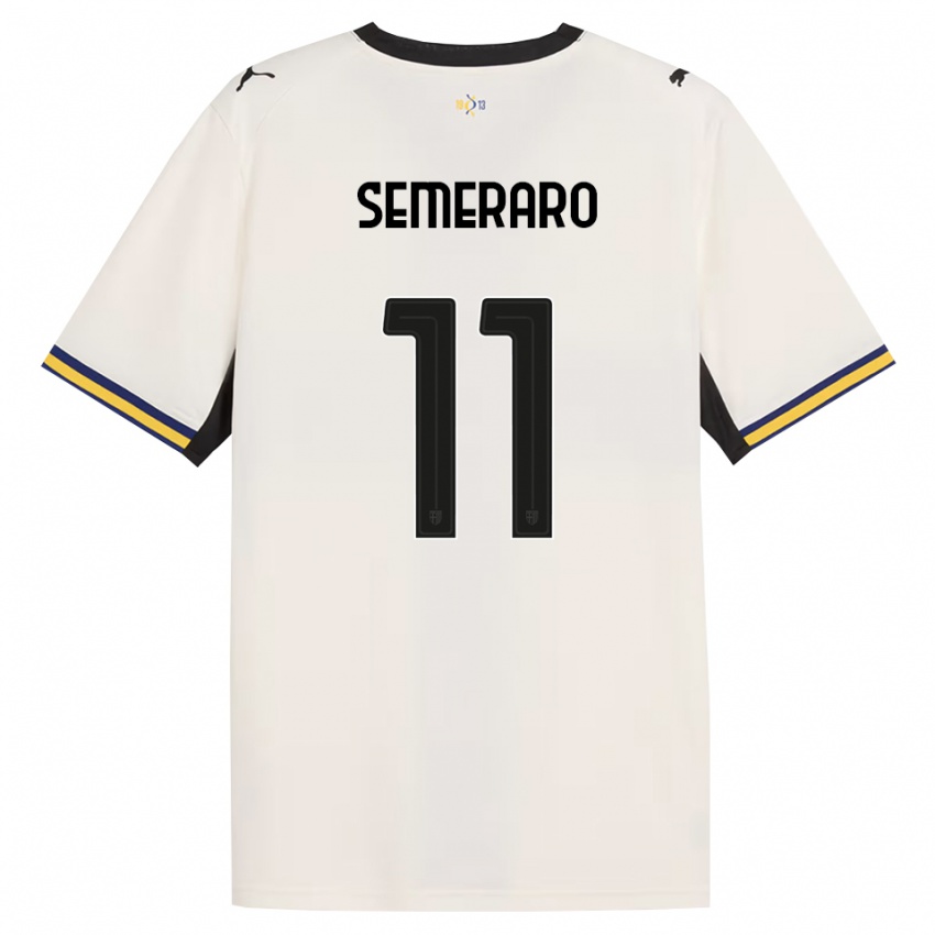 ילדים Riccardo Semeraro #11 לבן מבריק שחור צהוב ג'רזי ביתית 2026/27 חולצה קצרה
