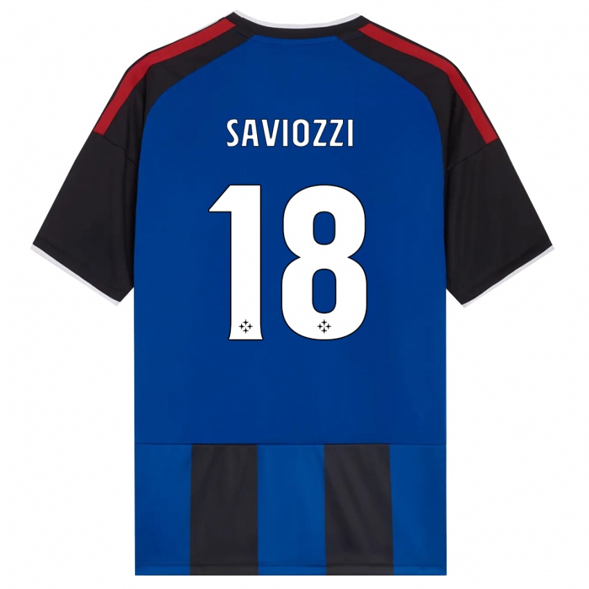 ילדים Mattia Saviozzi #18 כחול שחור אדום לבן ג'רזי ביתית 2026/27 חולצה קצרה