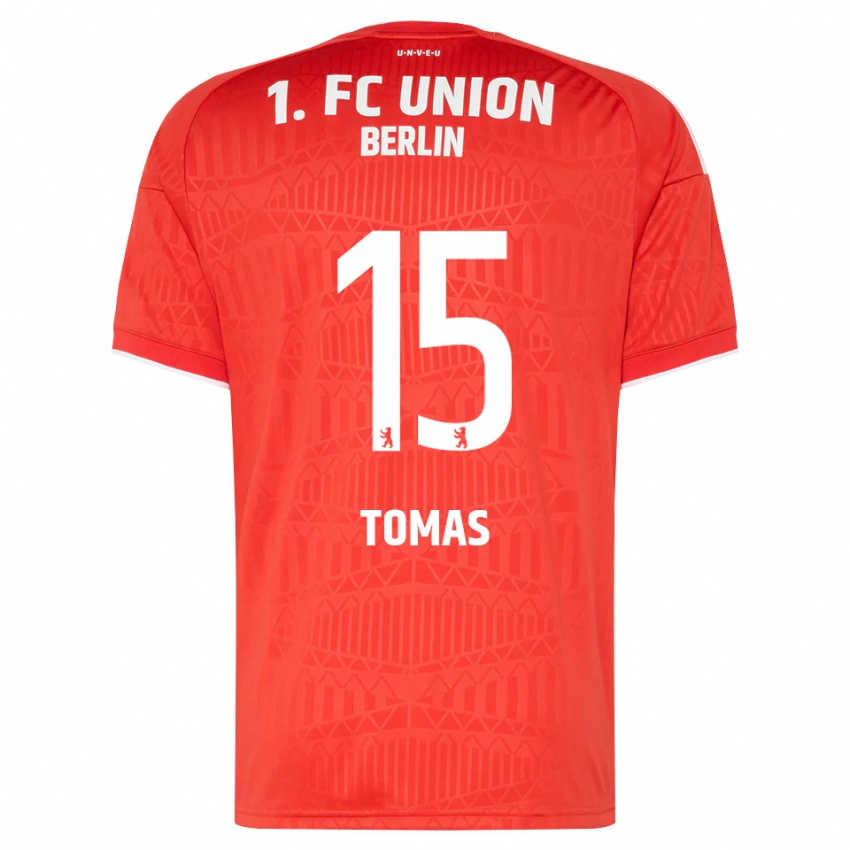 ילדים Milos Tomas #15 אדום לבן ג'רזי ביתית 2026/27 חולצה קצרה
