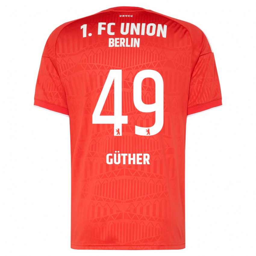 ילדים Linus Güther #49 אדום לבן ג'רזי ביתית 2026/27 חולצה קצרה