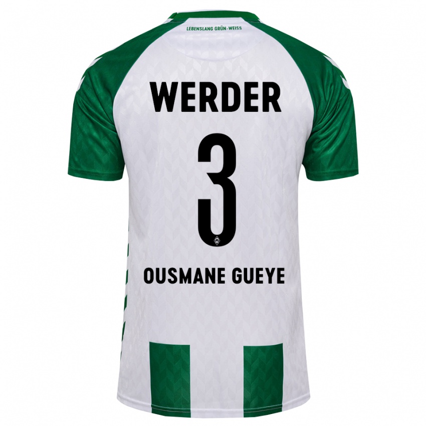 ילדים Papa Ousmane Gueye #3 ירוק לבן ג'רזי ביתית 2026/27 חולצה קצרה