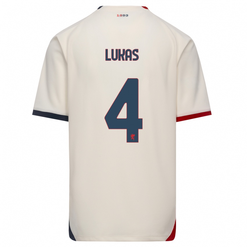ילדים Deividas Lukas #4 לבן מבריק אדום הרחק ג'רזי 2026/27 חולצה קצרה