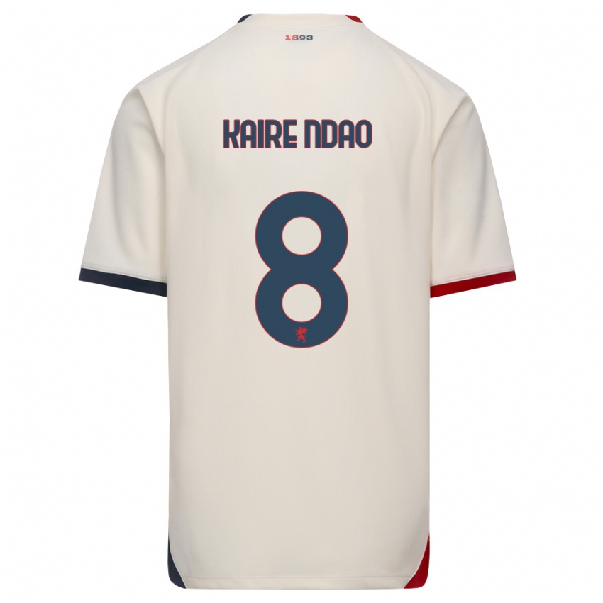 ילדים Mor Kaire Ndao #8 לבן מבריק אדום הרחק ג'רזי 2026/27 חולצה קצרה