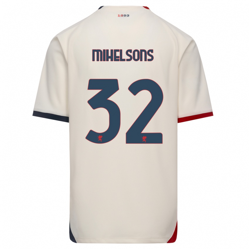 ילדים Rendijs Mihelsons #32 לבן מבריק אדום הרחק ג'רזי 2026/27 חולצה קצרה