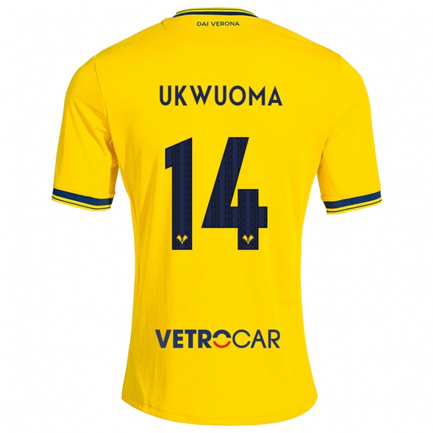 ילדים Bright Ukwuoma #14 צהוב אדום הרחק ג'רזי 2026/27 חולצה קצרה