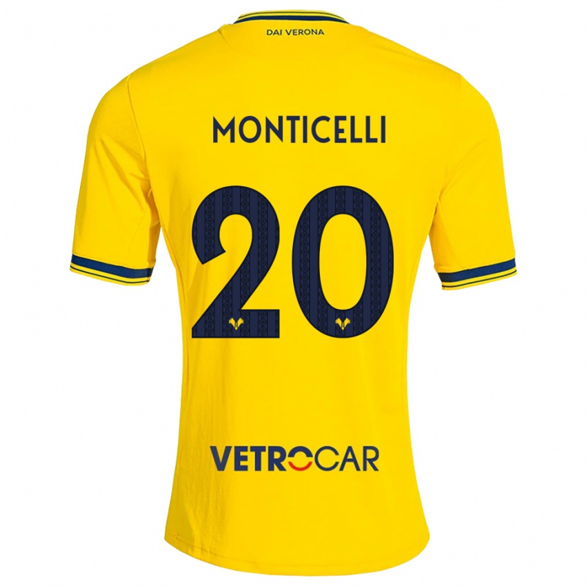 ילדים Luca Monticelli #20 צהוב אדום הרחק ג'רזי 2026/27 חולצה קצרה