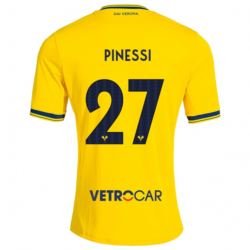 ילדים Riccardo Pinessi #27 צהוב אדום הרחק ג'רזי 2026/27 חולצה קצרה