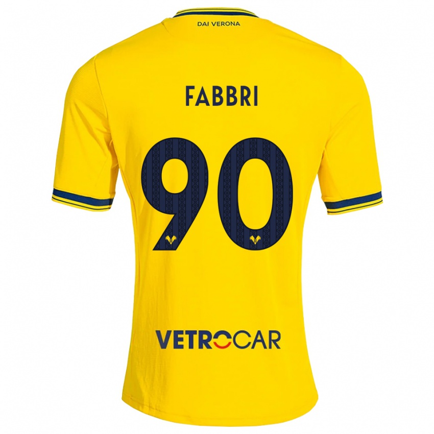 ילדים Alessandro Fabbri #90 צהוב אדום הרחק ג'רזי 2026/27 חולצה קצרה