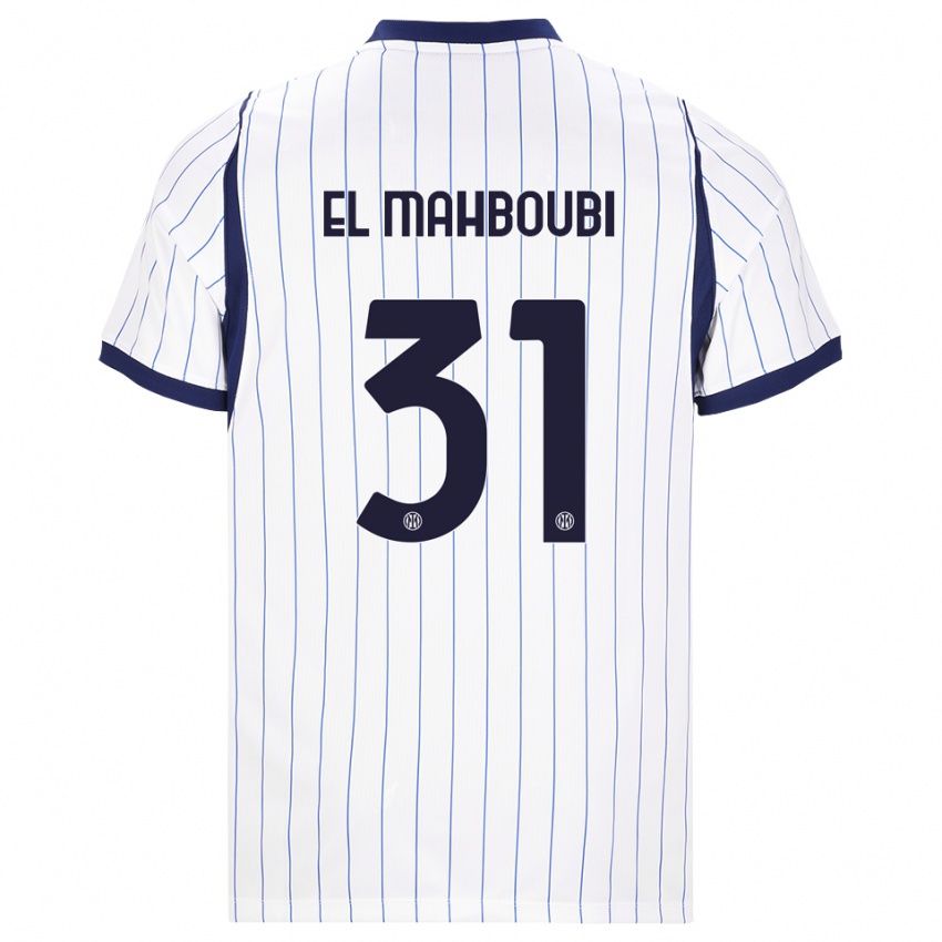 ילדים Anas El Mahboubi #31 לבן כחול כהה הרחק ג'רזי 2026/27 חולצה קצרה