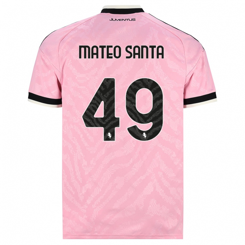 ילדים Mateo Santa Maria #49 ורוד שחור הרחק ג'רזי 2026/27 חולצה קצרה