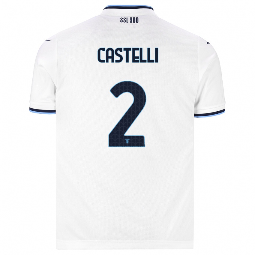 ילדים Valerio Castelli #2 לבן כחול כהה הרחק ג'רזי 2026/27 חולצה קצרה